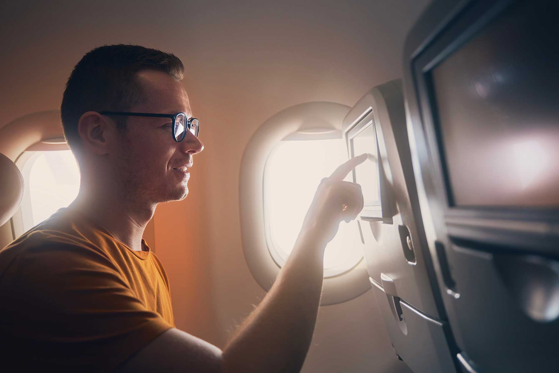 In-flight entertainment on a long-haul flight