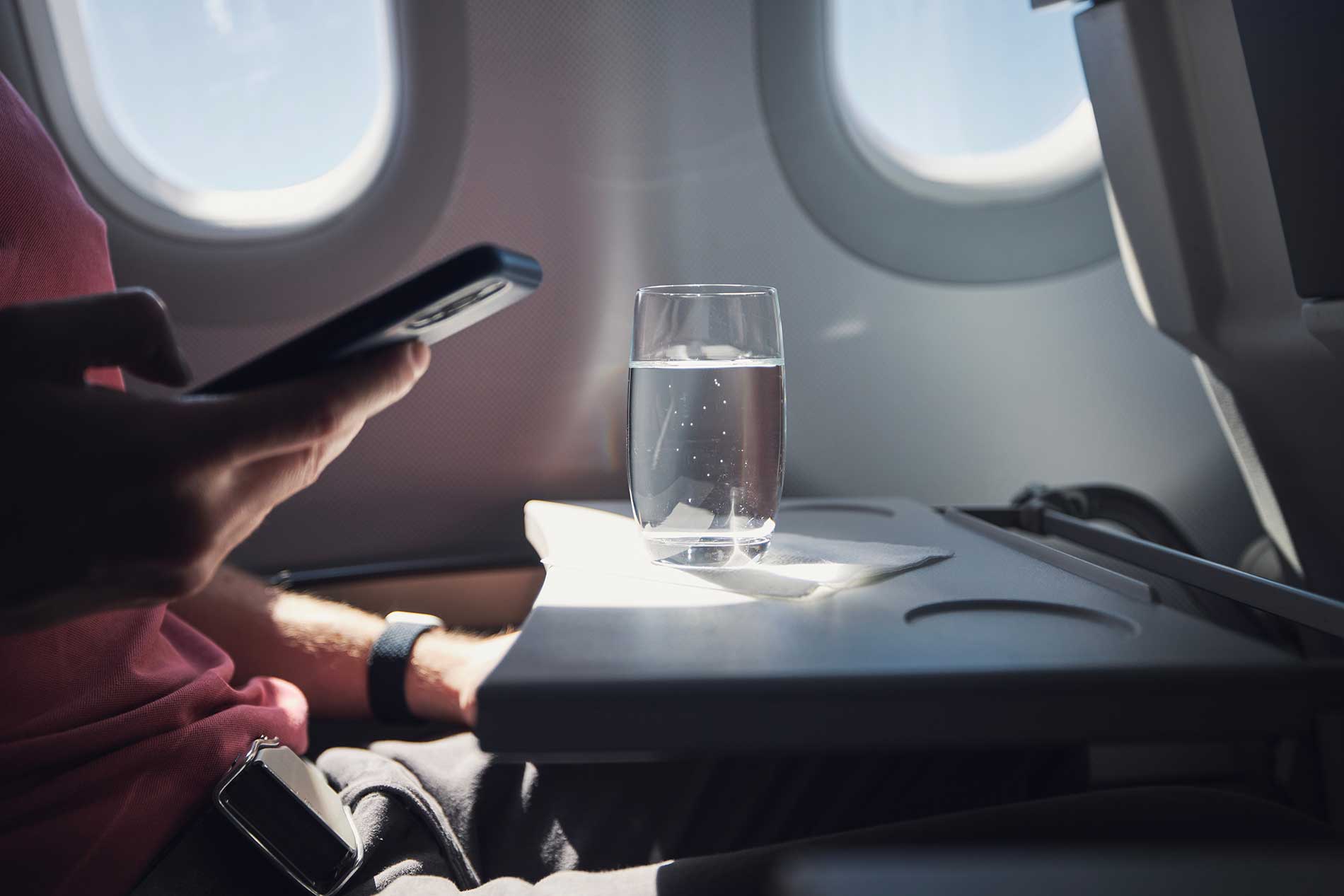 Staying hydrated on a plane